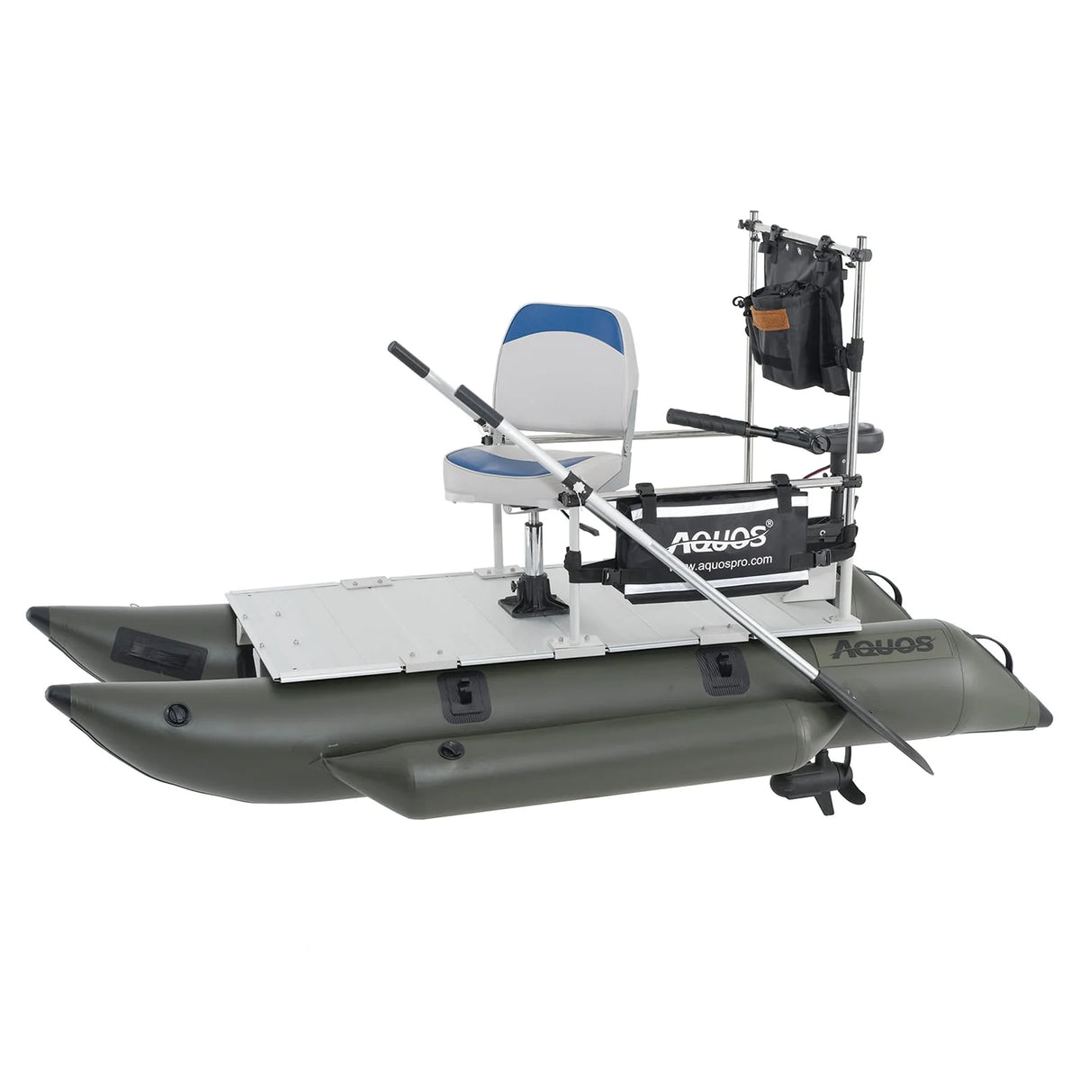 8.8 ft Inflatable Pontoon Boat with Trolling Motor and Foot Control L348689