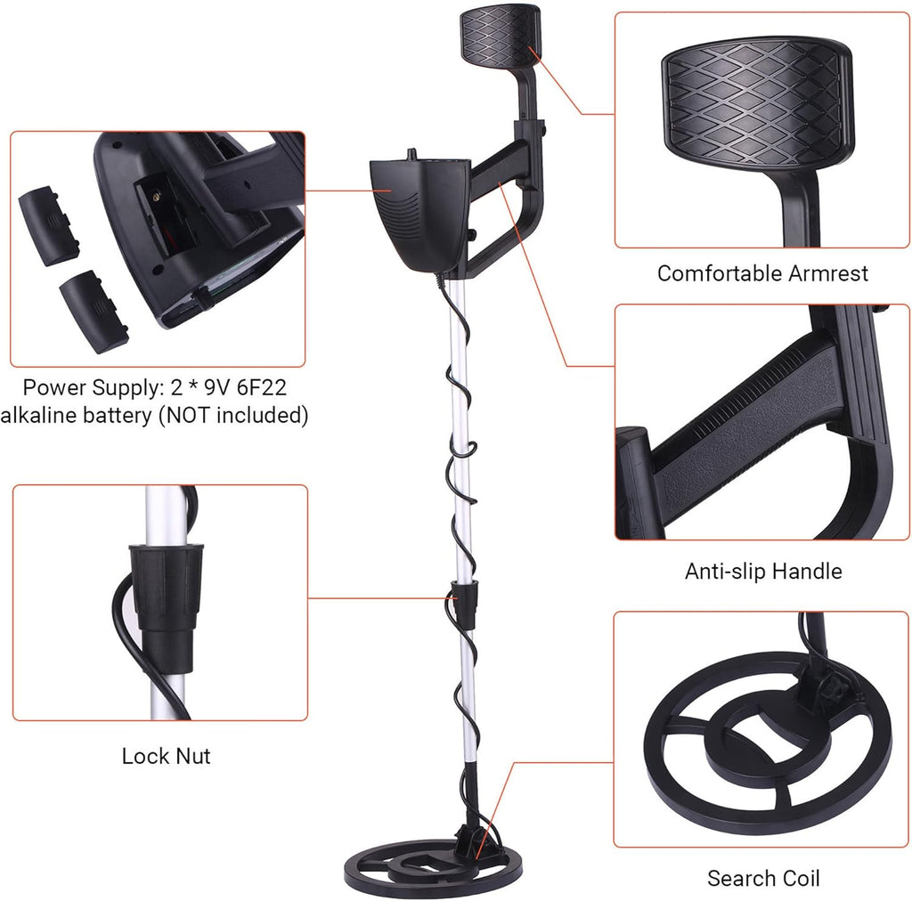 3" LCD Display Underground Metal Detector with 8" Waterproof Search Coil E5057