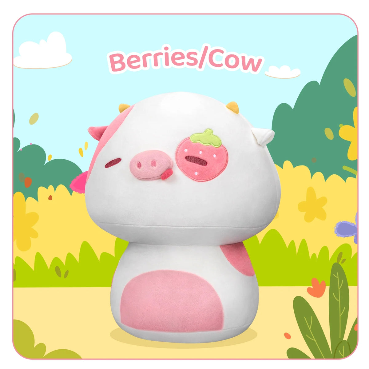 13.5" Mushroom Plushies Strawberry Cow Plush Pillow Z55023