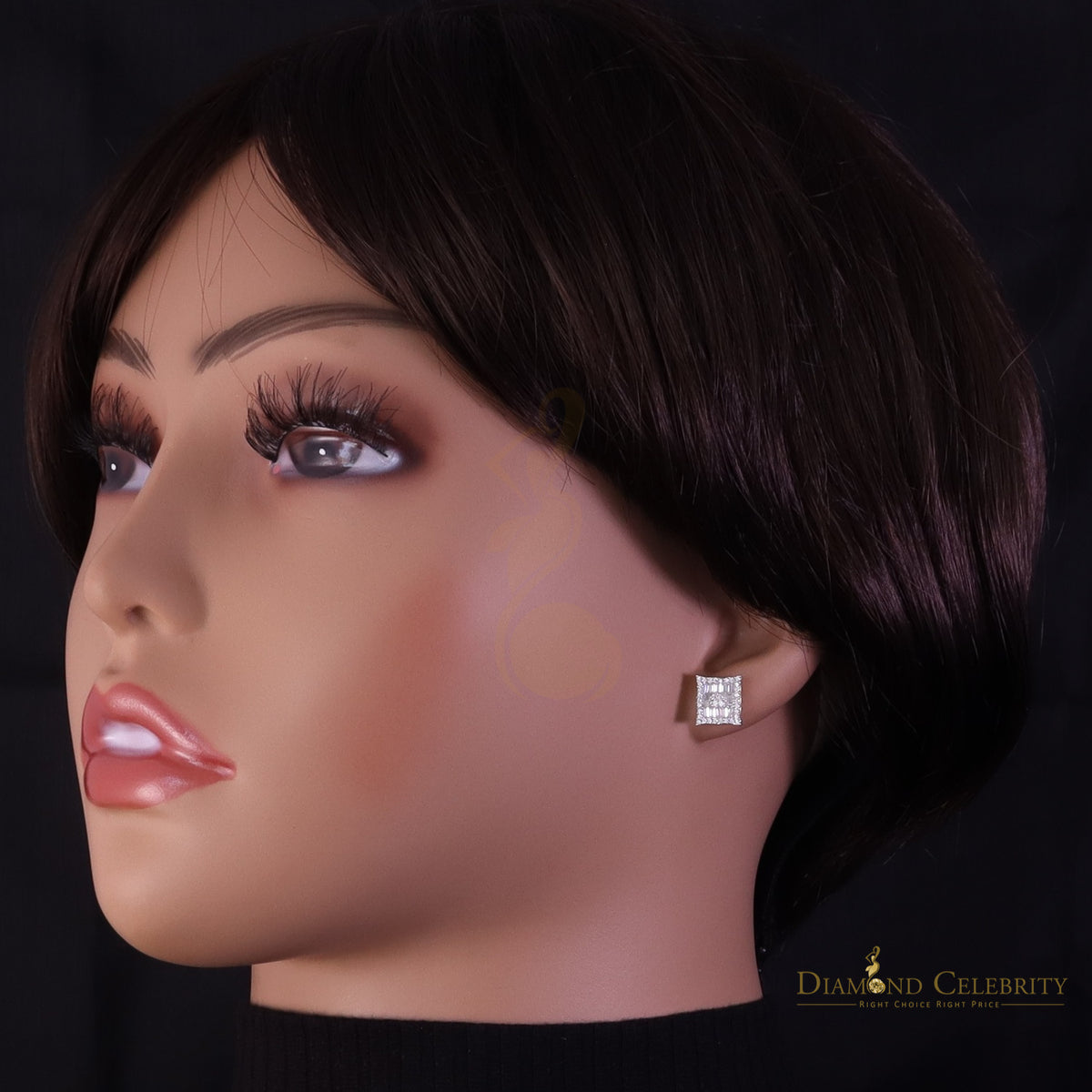 925 Silver Moissanite Baguette Stud Earrings T200