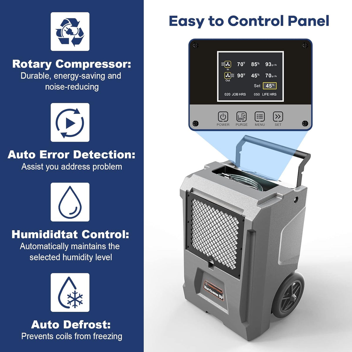 110 Pints Commercial Dehumidifier with Pump and Drain Hose C5336
