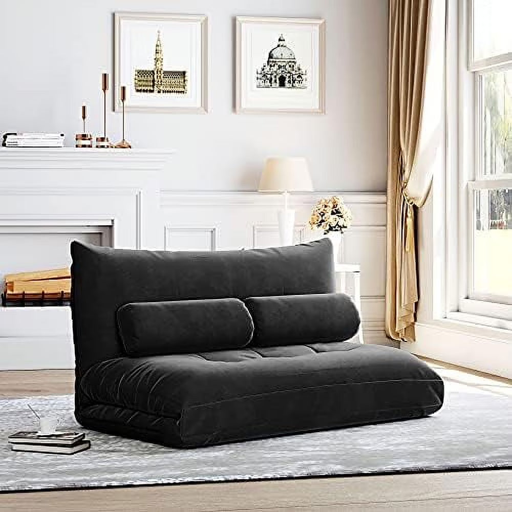 Adjustable Fabric Floor Couch Sofa Bed with Two Pillows Q10165