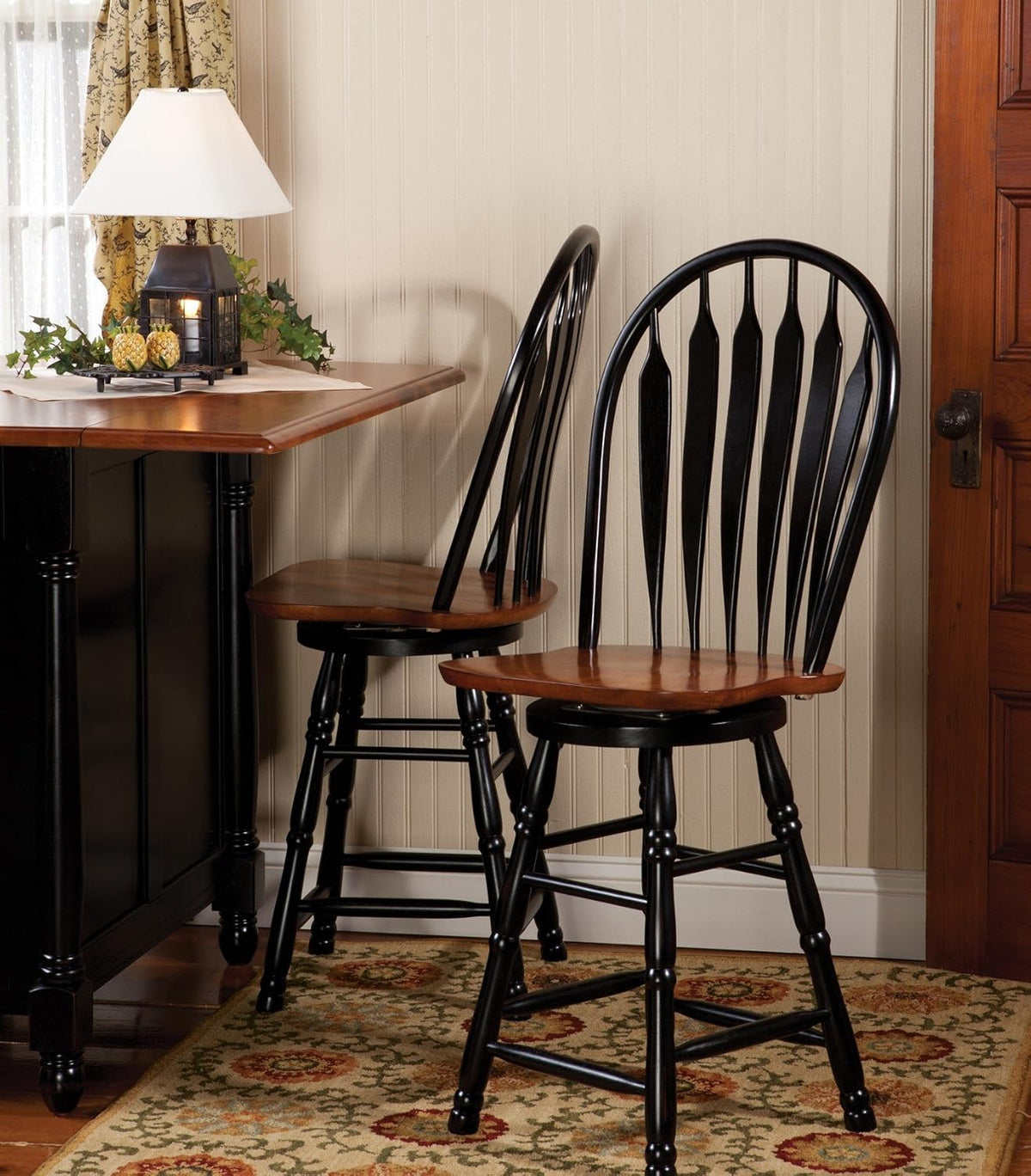 Antique Black/Cherry Swivel Barstool, 30" J9952